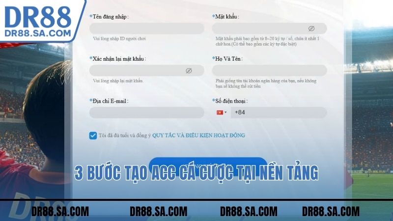 3 bước tạo acc cá cược tại nền tảng